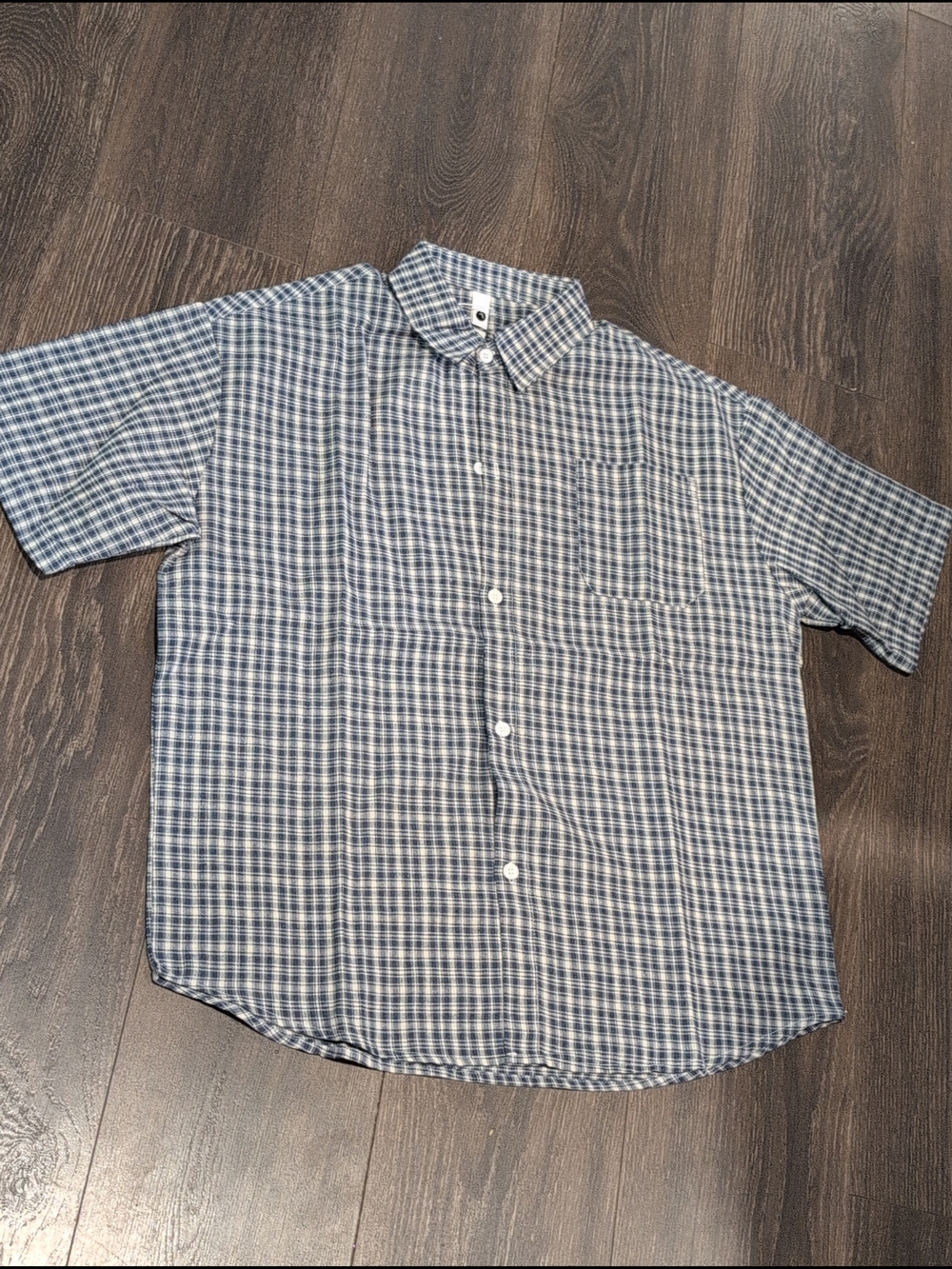 Men's Plaid Checkered Button Down Casual Short Sleeve Regular Fit Dress Shirt L